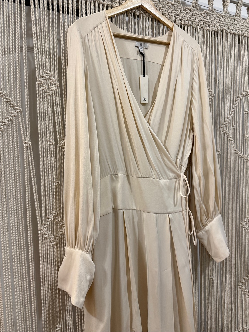 Banana Republic NWT Cream Wrap Midi Multi-Slit Dress with Long Sleeves - Picture 11 of 11